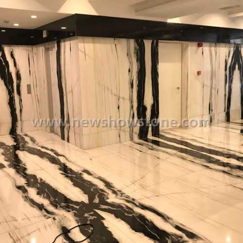 Panda white marble with black veins slabs price 