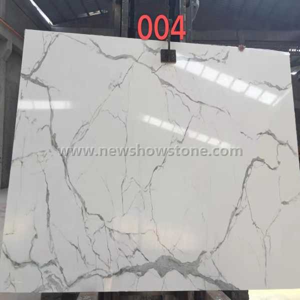 012 3D Calacatta White artificial marble Jumbo Slab 