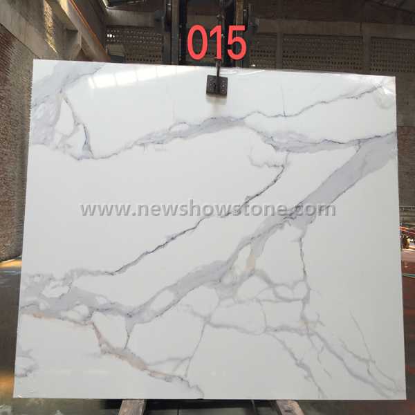 015 3D Calacatta White artificial marble Big Slab 