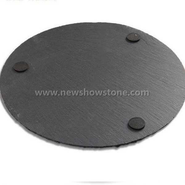 Natural slate serving food round plate