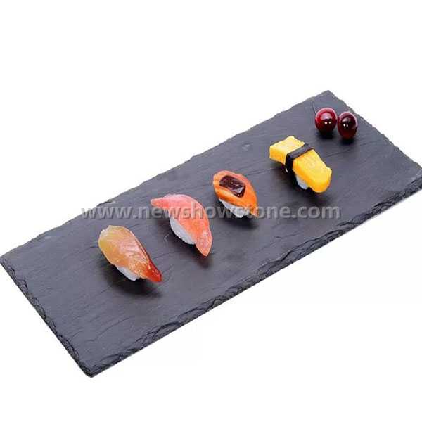 Black Customized Dinner Food Served Dishes Natural Eco-friendly Slate Plate 