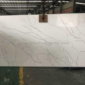 White Calacatta Grey Veins Quartz Slab 