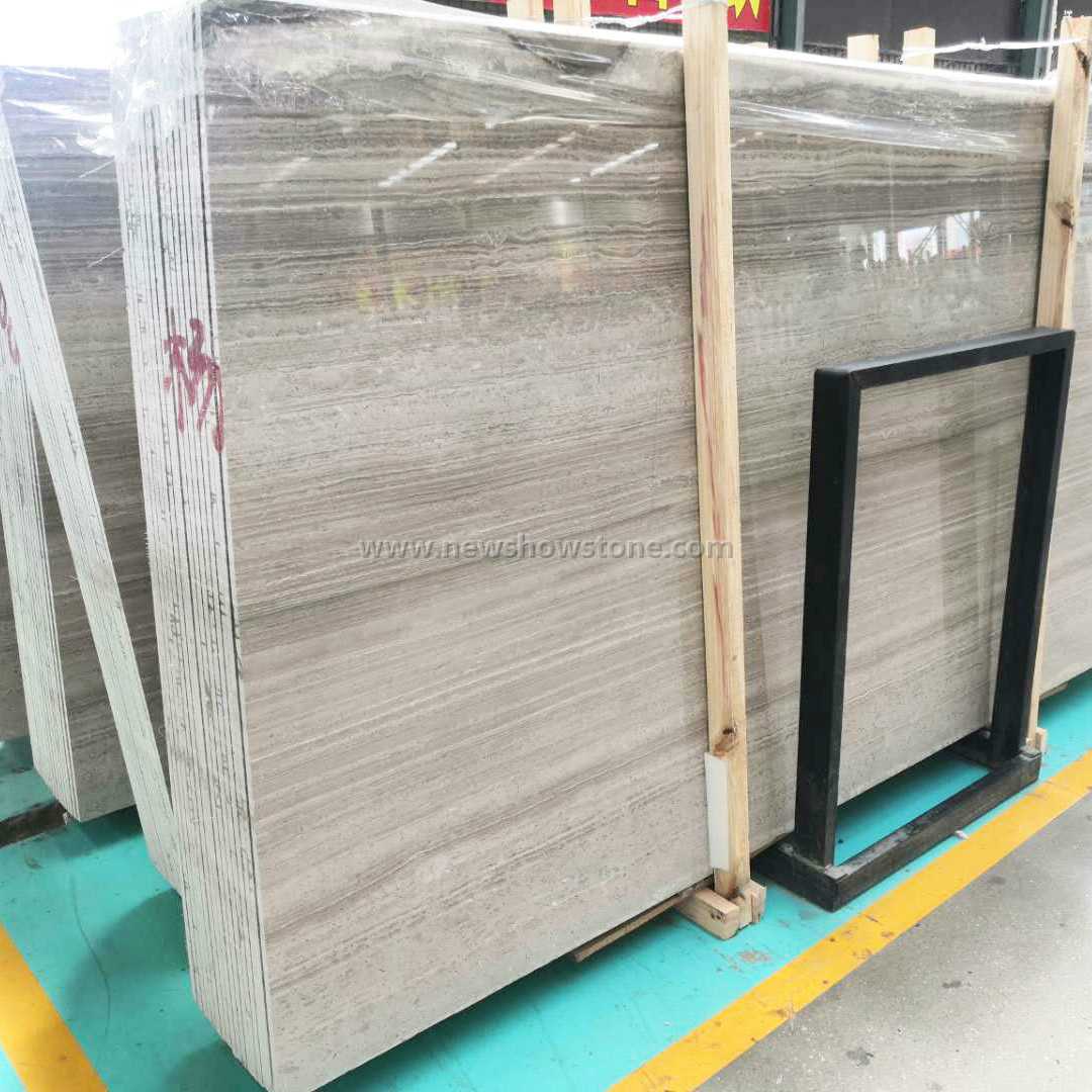 Grey striped wood grain tile and slabs 