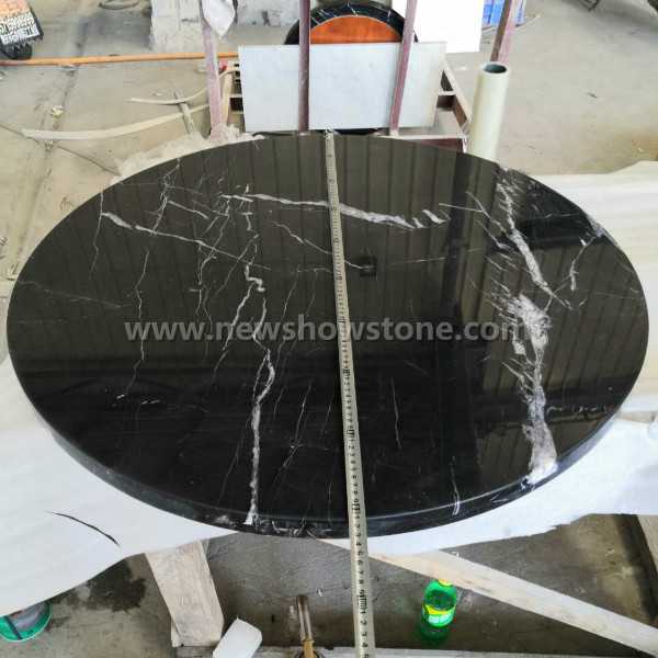 Black marquina marble dining table