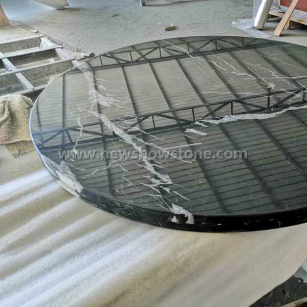 Black marquina marble dining table