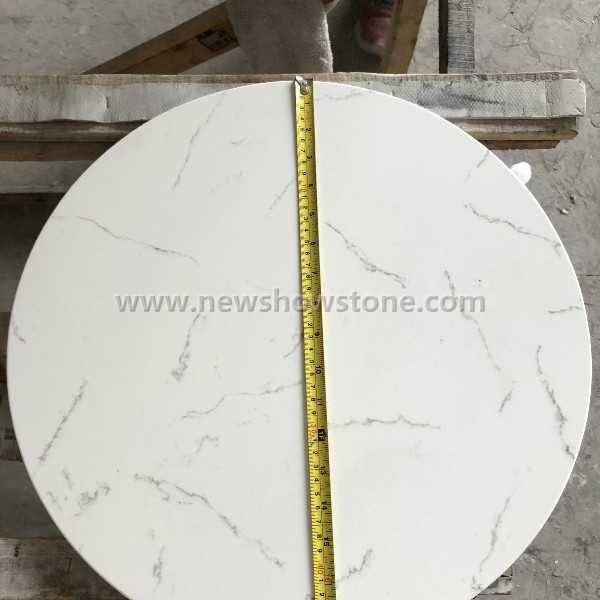 White artificial quartz round dining table top