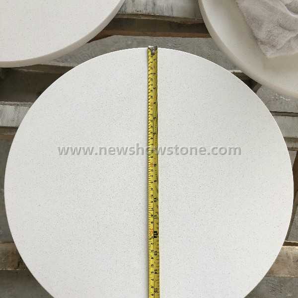 White artificial quartz round dining table top