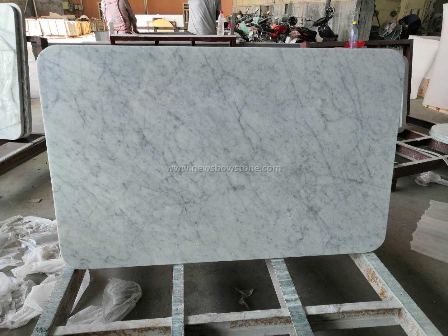 Rectangle carrara white marble table top