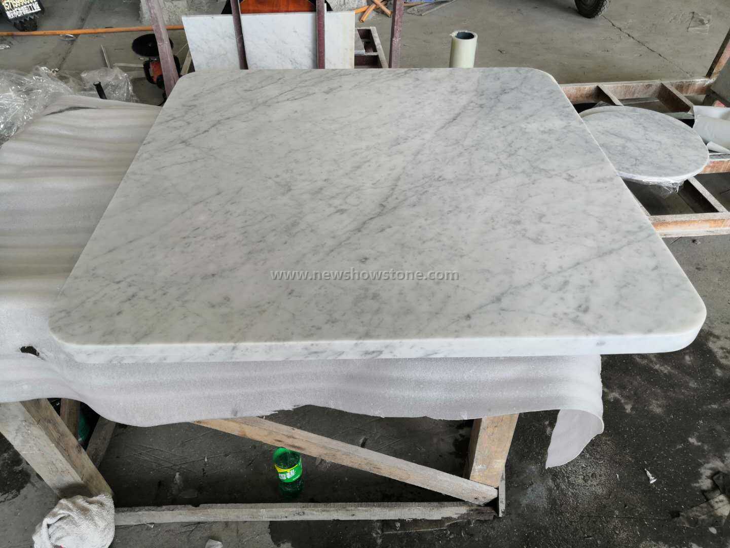 Rectangle carrara white marble table top