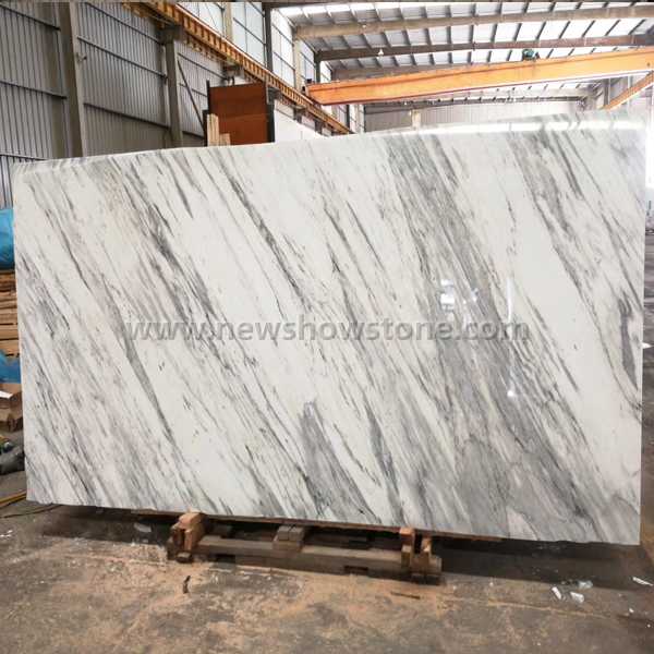 Polished Statuario white marble