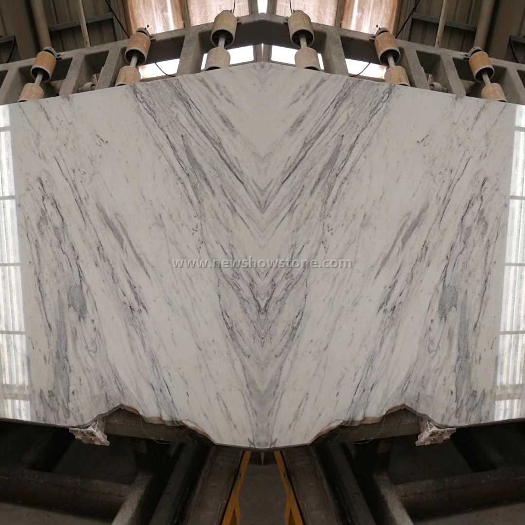 Polished Statuario white marble