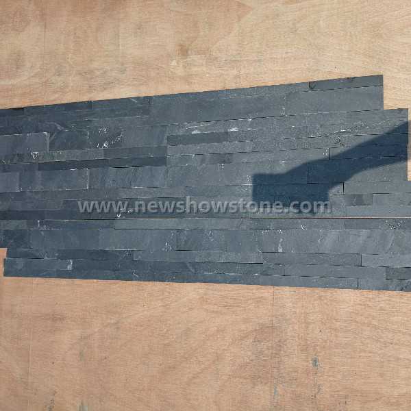 Z shape natural black slate decorative stone for wall