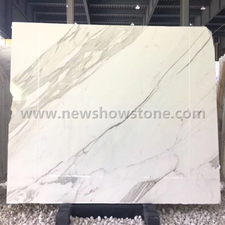 Polished Calacatta white marble 
