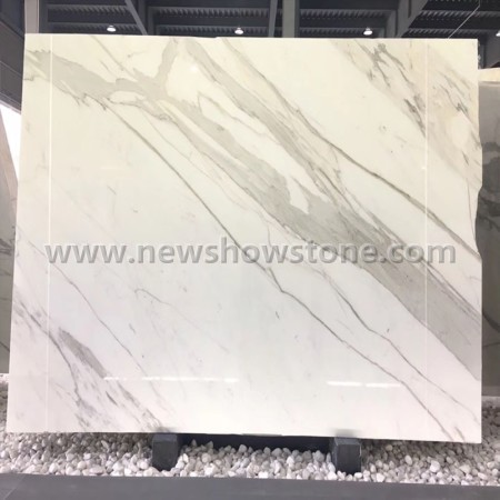 Polished Calacatta white marble 
