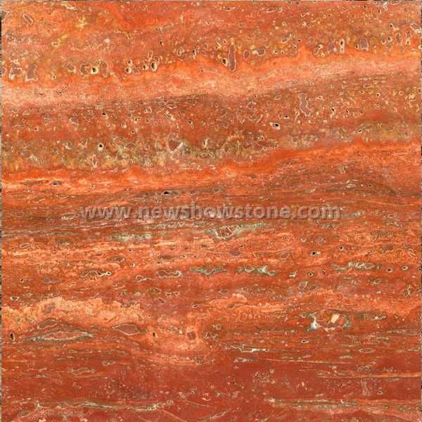 Red Color travertine Vein Cut 