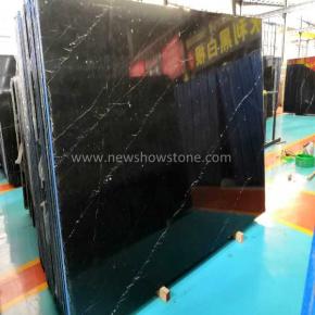 Black Color Marble With White Veins Slab