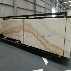 Bookmatched Straight Vein White Onyx 