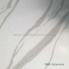 V006 Calacatta Veins White Quartz Slab