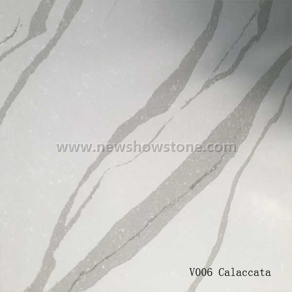 V006 Calacatta Veins White Quartz Slab