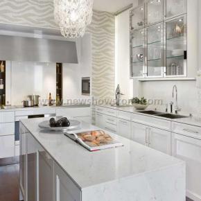 Carrara White Quartz Countertop With Grey Veins