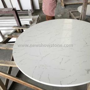 White artificial quartz round dining table top