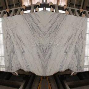 Bookmatch Statuario white marble slab