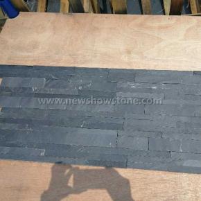 Black slate tile 3D wall panels covering stone