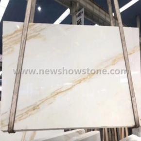 Golden white marble slab 