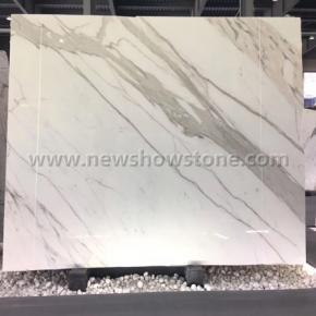 Polished Calacatta white marble