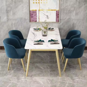 Wholesale Sintered Stone 4 Chairs Stunning Stainless Steel Dining Table With Marble Top