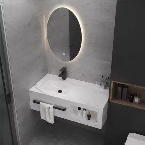 Wall Hung Artificial Stone Basin Bathroom Rock Plate Ceramic Sink Sintered Stone Cabinet Basin