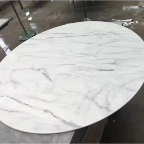 Custom Sintered Stone White Calacatta Round Dining Table 40inch Diameter 6mm/9mm/12mm/15mm