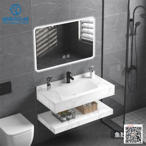  Sintered stone ceramic seamless integrated basin Light luxury solid wood bathroom cabinet combination bathroom hand washing basin