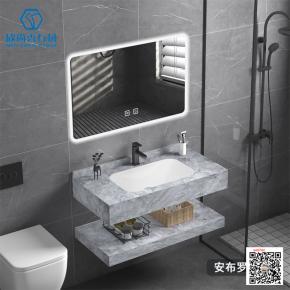 Sintered stone seamless integrated basin Light luxury solid wood bathroom cabinet combination bathroom hand washing basin