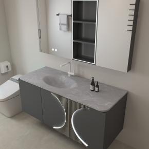 Bathroom Wall-Hung Single Washbasin Hot Bending Sintered Stone Bathroom Sinks