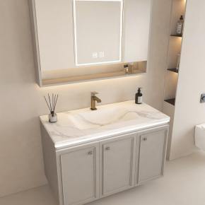 Bathroom Wall-Hung Single Washbasin Hot Bending Sintered Stone Bathroom Sinks