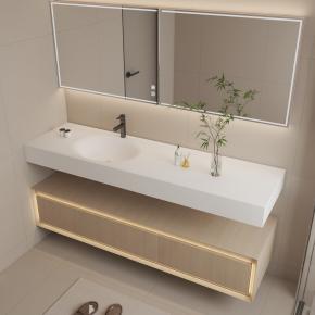Bathroom Wall-Hung Single Washbasin Hot Bending Sintered Stone Bathroom Sinks