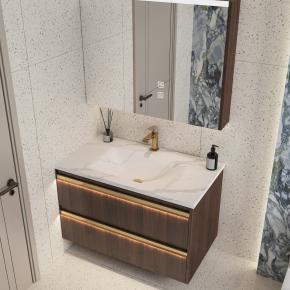 Bathroom Wall-Hung Single Washbasin Hot Bending Sintered Stone Bathroom Sinks