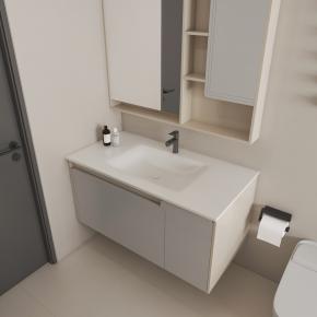 Bathroom Wall-Hung Single Washbasin Hot Bending Sintered Stone Bathroom Sinks