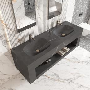 Bathroom Wall-Hung Single Washbasin Hot Bending Sintered Stone Bathroom Sinks