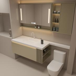 Bathroom Wall-Hung Single Washbasin Hot Bending Sintered Stone Bathroom Sinks